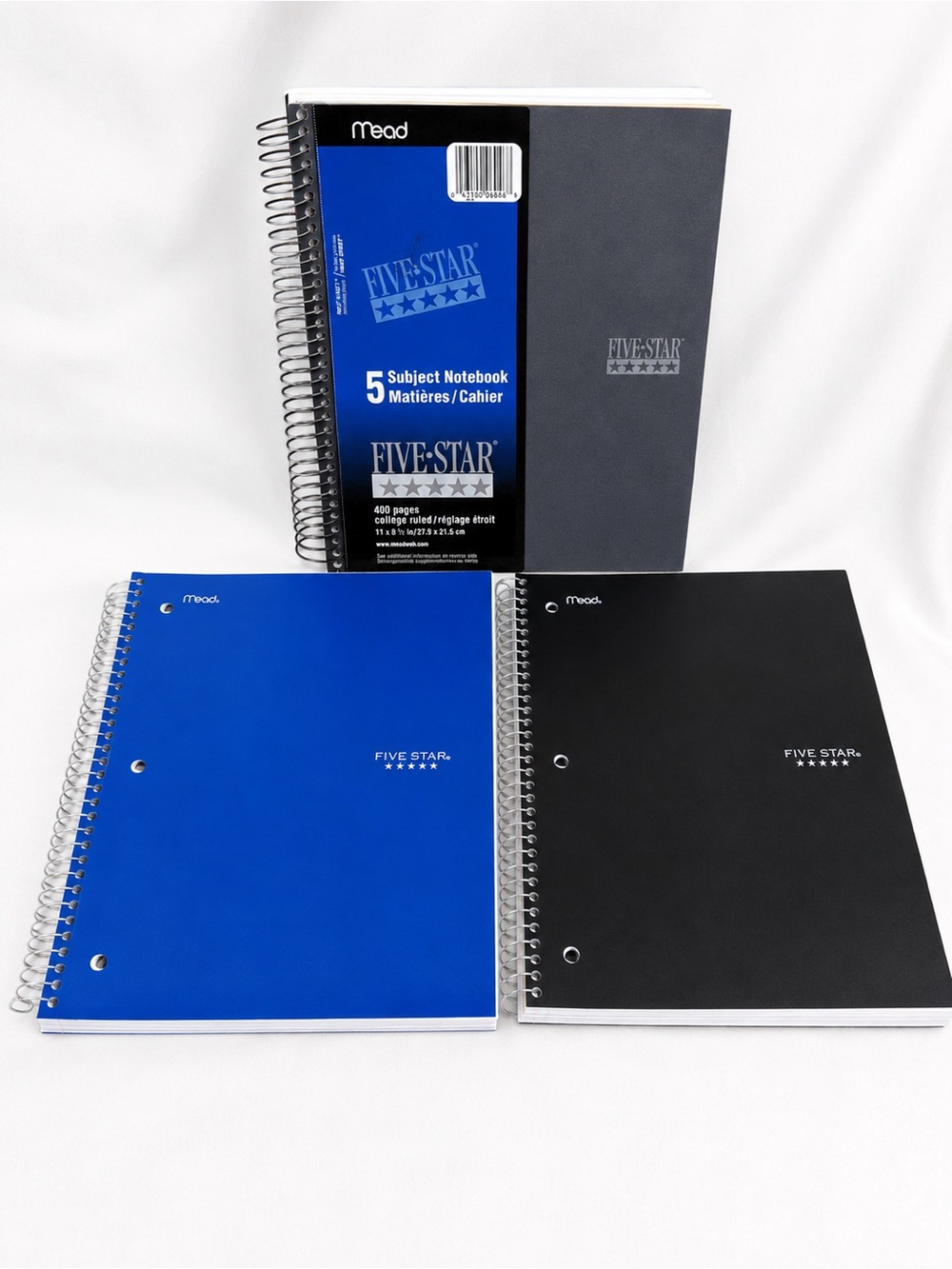 Five Star Blue & Black Spiral Notebooks Pack - Durable Covers